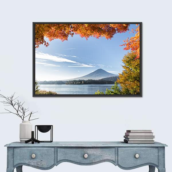 View Of Mount Fuji Canvas Wall Art-1 Piece-Floating Frame-24" x 16"-Tiaracle