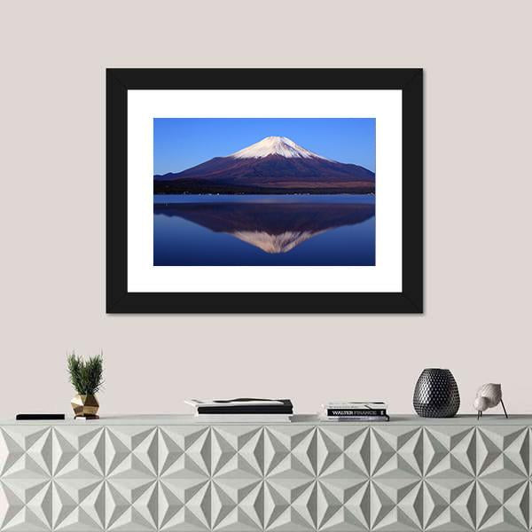 View Of Mount Fuji With Mirror Reflection In Lake Canvas Wall Art-1 Piece-Framed Print-20" x 16"-Tiaracle