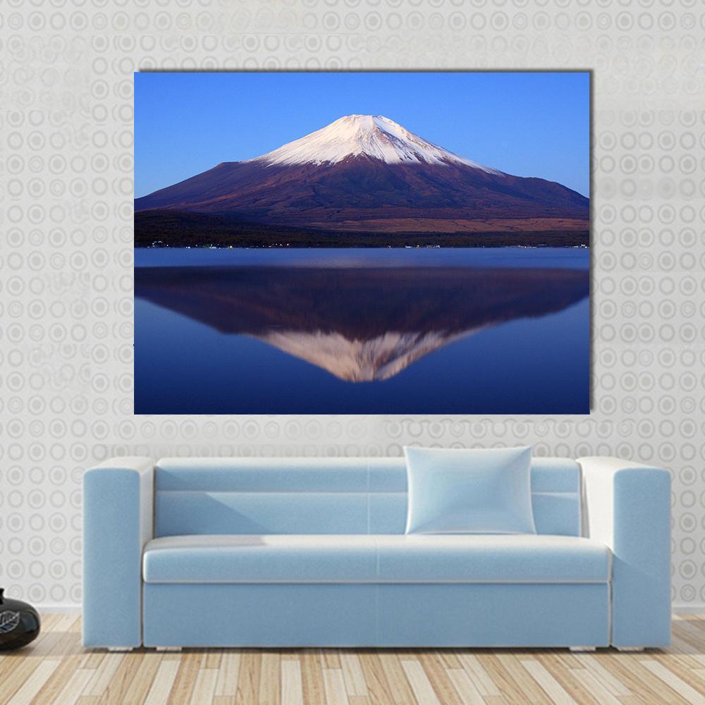 View Of Mount Fuji With Mirror Reflection In Lake Canvas Wall Art-4 Horizontal-Gallery Wrap-34" x 24"-Tiaracle