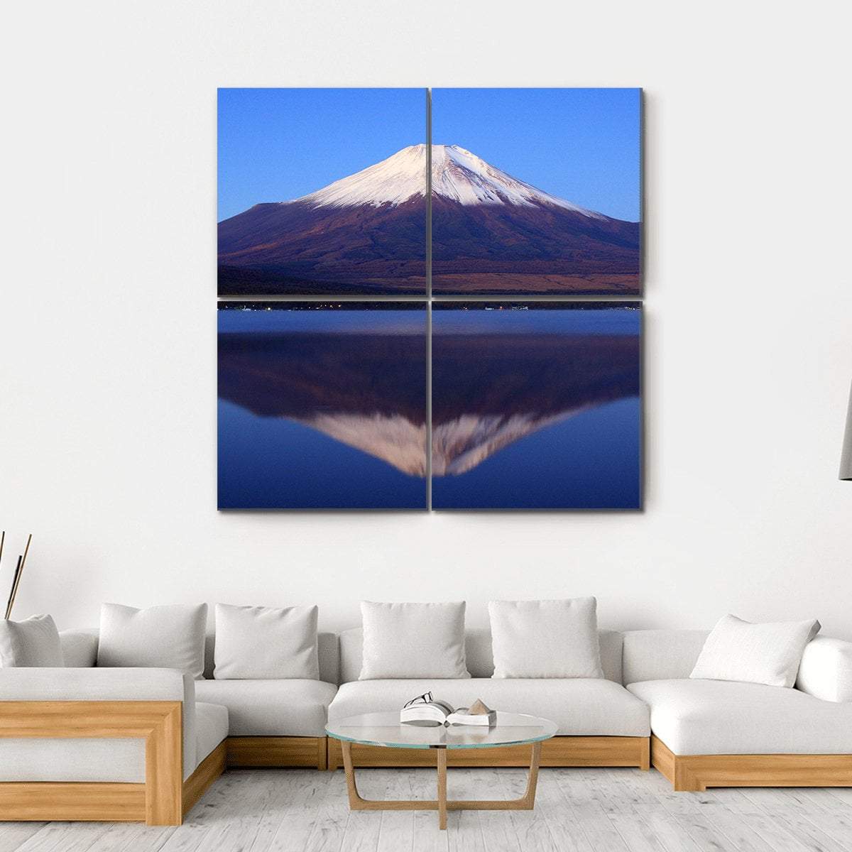 View Of Mount Fuji With Mirror Reflection In Lake Canvas Wall Art-4 Square-Gallery Wrap-17" x 17"-Tiaracle