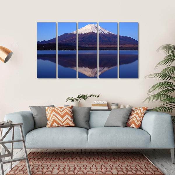 View Of Mount Fuji With Mirror Reflection In Lake Canvas Wall Art-5 Horizontal-Gallery Wrap-22" x 12"-Tiaracle
