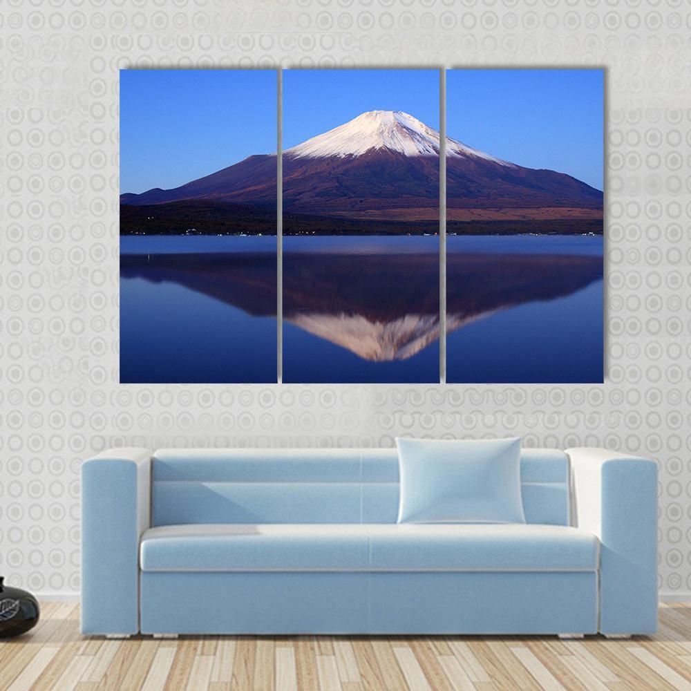 View Of Mount Fuji With Mirror Reflection In Lake Canvas Wall Art-3 Horizontal-Gallery Wrap-37" x 24"-Tiaracle