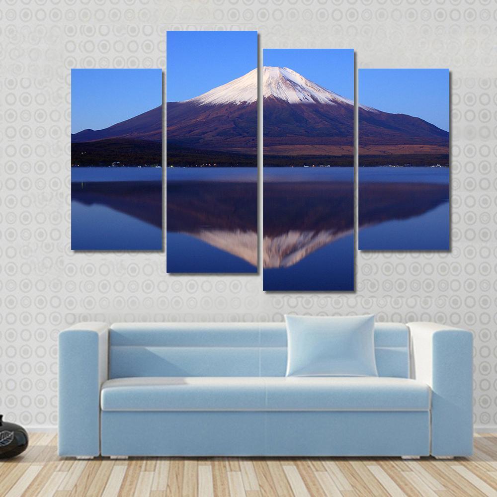 View Of Mount Fuji With Mirror Reflection In Lake Canvas Wall Art-4 Pop-Gallery Wrap-50" x 32"-Tiaracle