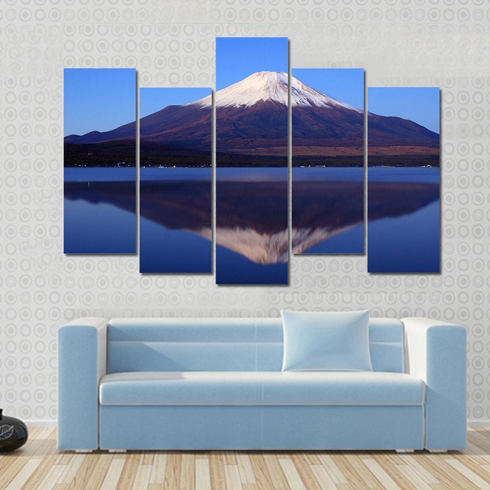 View Of Mount Fuji With Mirror Reflection In Lake Canvas Wall Art-5 Pop-Gallery Wrap-47" x 32"-Tiaracle