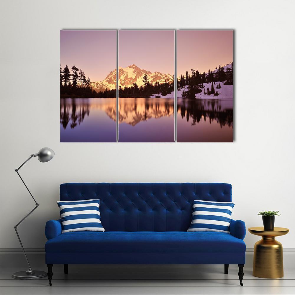 Mount Shuksan With Lake Canvas Wall Art-3 Horizontal-Gallery Wrap-37" x 24"-Tiaracle
