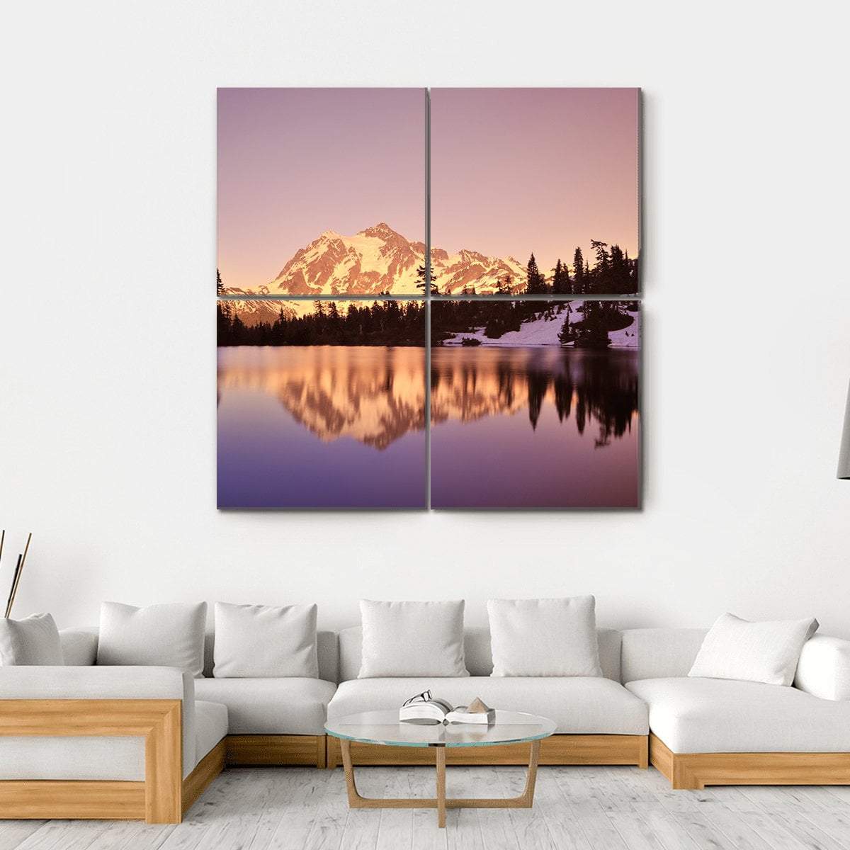 Mount Shuksan With Lake Canvas Wall Art-4 Square-Gallery Wrap-17" x 17"-Tiaracle