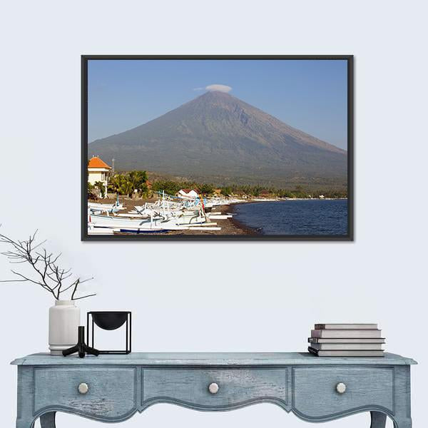 View Of Mountain In Indonesia Canvas Wall Art-1 Piece-Floating Frame-24" x 16"-Tiaracle