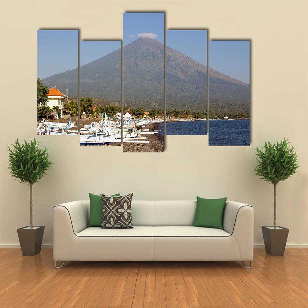 View Of Mountain In Indonesia Canvas Wall Art-5 Pop-Gallery Wrap-47" x 32"-Tiaracle
