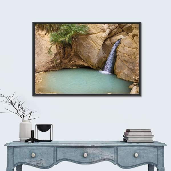View Of Mountain Oasis Chebika In Sahara Desert Tunisia Africa Canvas Wall Art-1 Piece-Floating Frame-36" x 24"-Tiaracle