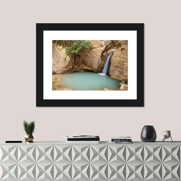 View Of Mountain Oasis Chebika In Sahara Desert Tunisia Africa Canvas Wall Art-1 Piece-Framed Print-20" x 16"-Tiaracle