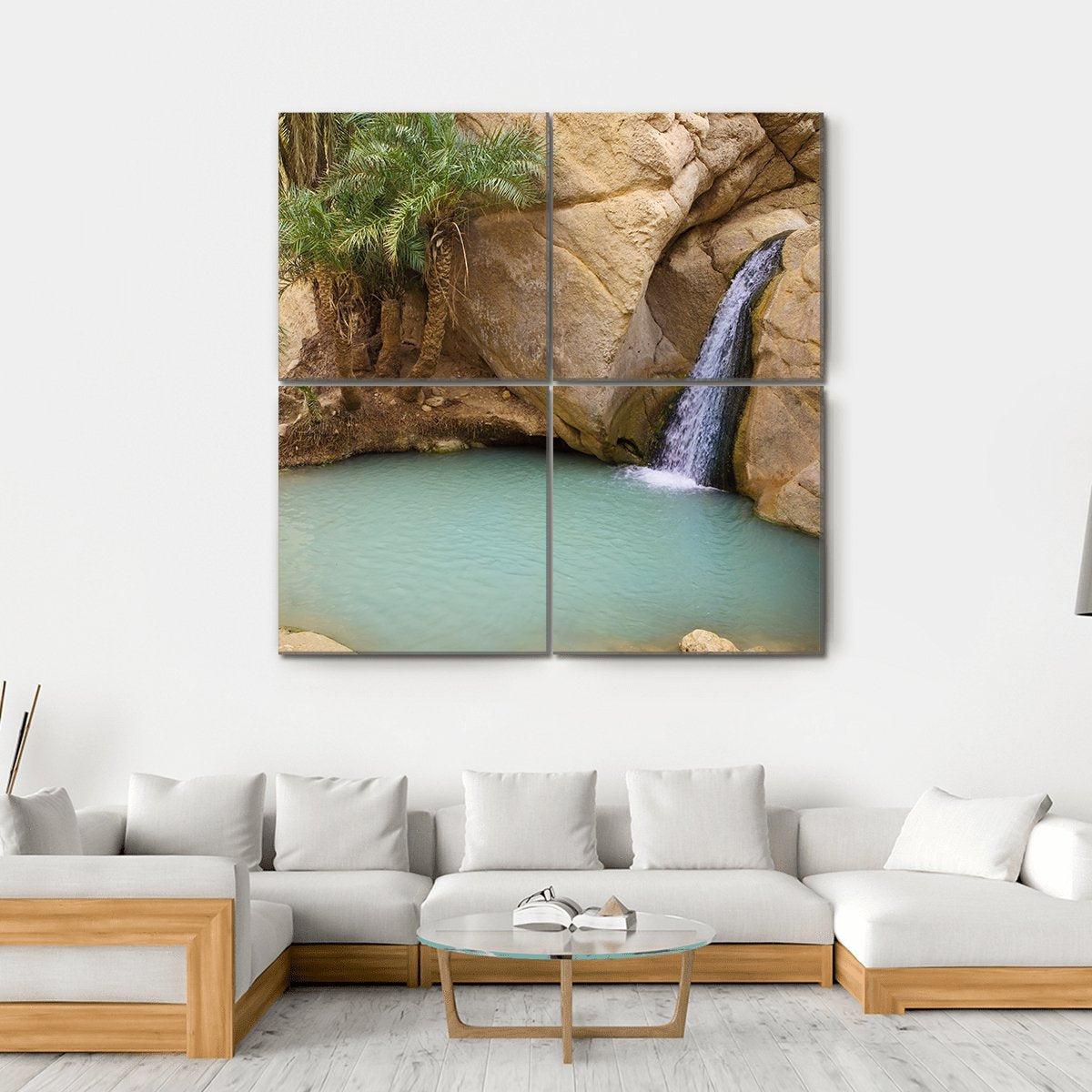 View Of Mountain Oasis Chebika In Sahara Desert Tunisia Africa Canvas Wall Art-4 Square-Gallery Wrap-17" x 17"-Tiaracle