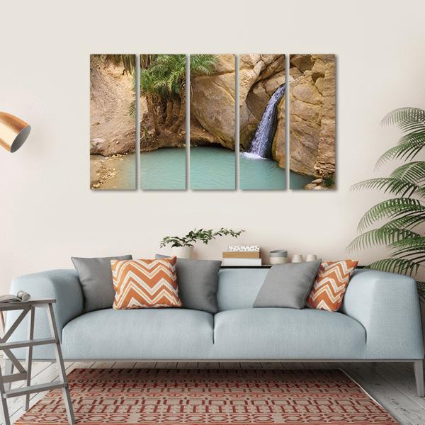 View Of Mountain Oasis Chebika In Sahara Desert Tunisia Africa Canvas Wall Art-5 Horizontal-Gallery Wrap-22" x 12"-Tiaracle