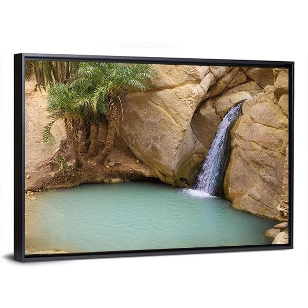 View Of Mountain Oasis Chebika In Sahara Desert Tunisia Africa Canvas Wall Art-3 Horizontal-Gallery Wrap-25" x 16"-Tiaracle