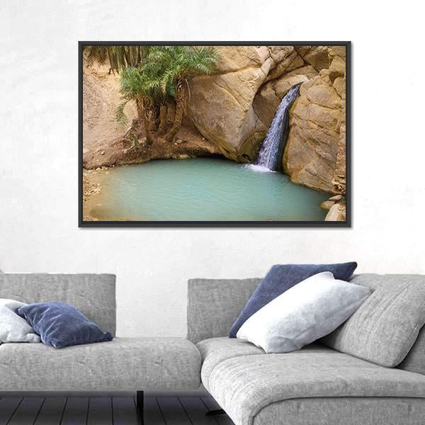 View Of Mountain Oasis Chebika In Sahara Desert Tunisia Africa Canvas Wall Art-5 Horizontal-Gallery Wrap-22" x 12"-Tiaracle