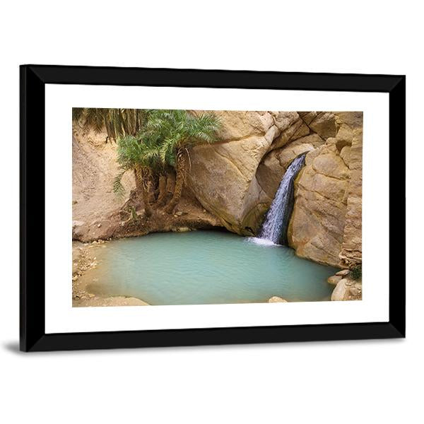 View Of Mountain Oasis Chebika In Sahara Desert Tunisia Africa Canvas Wall Art-5 Horizontal-Gallery Wrap-22" x 12"-Tiaracle
