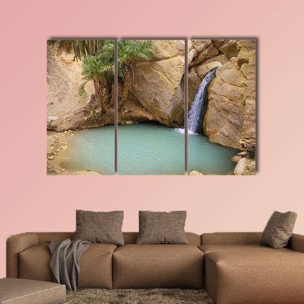 View Of Mountain Oasis Chebika In Sahara Desert Tunisia Africa Canvas Wall Art-3 Horizontal-Gallery Wrap-37" x 24"-Tiaracle