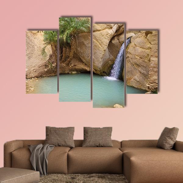 View Of Mountain Oasis Chebika In Sahara Desert Tunisia Africa Canvas Wall Art-4 Pop-Gallery Wrap-50" x 32"-Tiaracle