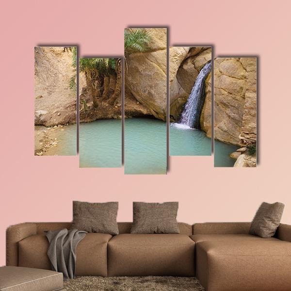 View Of Mountain Oasis Chebika In Sahara Desert Tunisia Africa Canvas Wall Art-5 Pop-Gallery Wrap-47" x 32"-Tiaracle