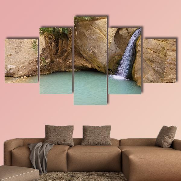 View Of Mountain Oasis Chebika In Sahara Desert Tunisia Africa Canvas Wall Art-3 Horizontal-Gallery Wrap-37" x 24"-Tiaracle