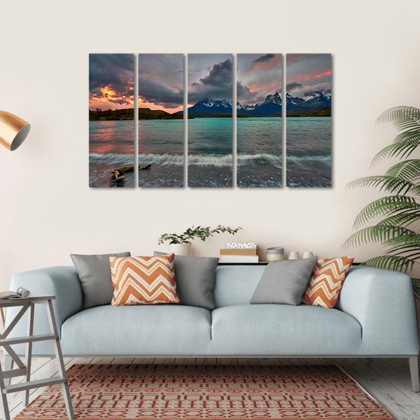 View Of Mountain Of Cuernos Del Paine Canvas Wall Art-5 Horizontal-Gallery Wrap-22" x 12"-Tiaracle