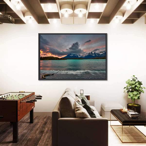 View Of Mountain Of Cuernos Del Paine Canvas Wall Art-3 Horizontal-Gallery Wrap-25" x 16"-Tiaracle