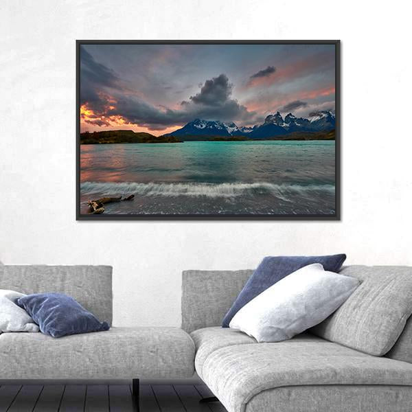View Of Mountain Of Cuernos Del Paine Canvas Wall Art-5 Horizontal-Gallery Wrap-22" x 12"-Tiaracle