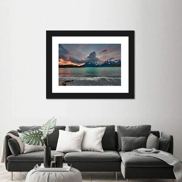 View Of Mountain Of Cuernos Del Paine Canvas Wall Art-3 Horizontal-Gallery Wrap-25" x 16"-Tiaracle