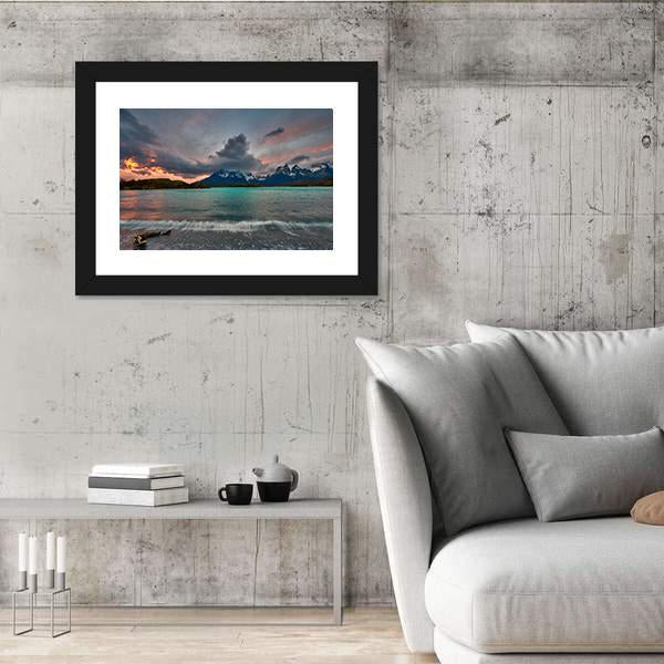 View Of Mountain Of Cuernos Del Paine Canvas Wall Art-3 Horizontal-Gallery Wrap-25" x 16"-Tiaracle