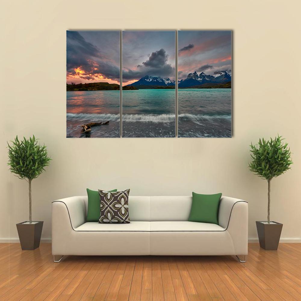 View Of Mountain Of Cuernos Del Paine Canvas Wall Art-3 Horizontal-Gallery Wrap-37" x 24"-Tiaracle