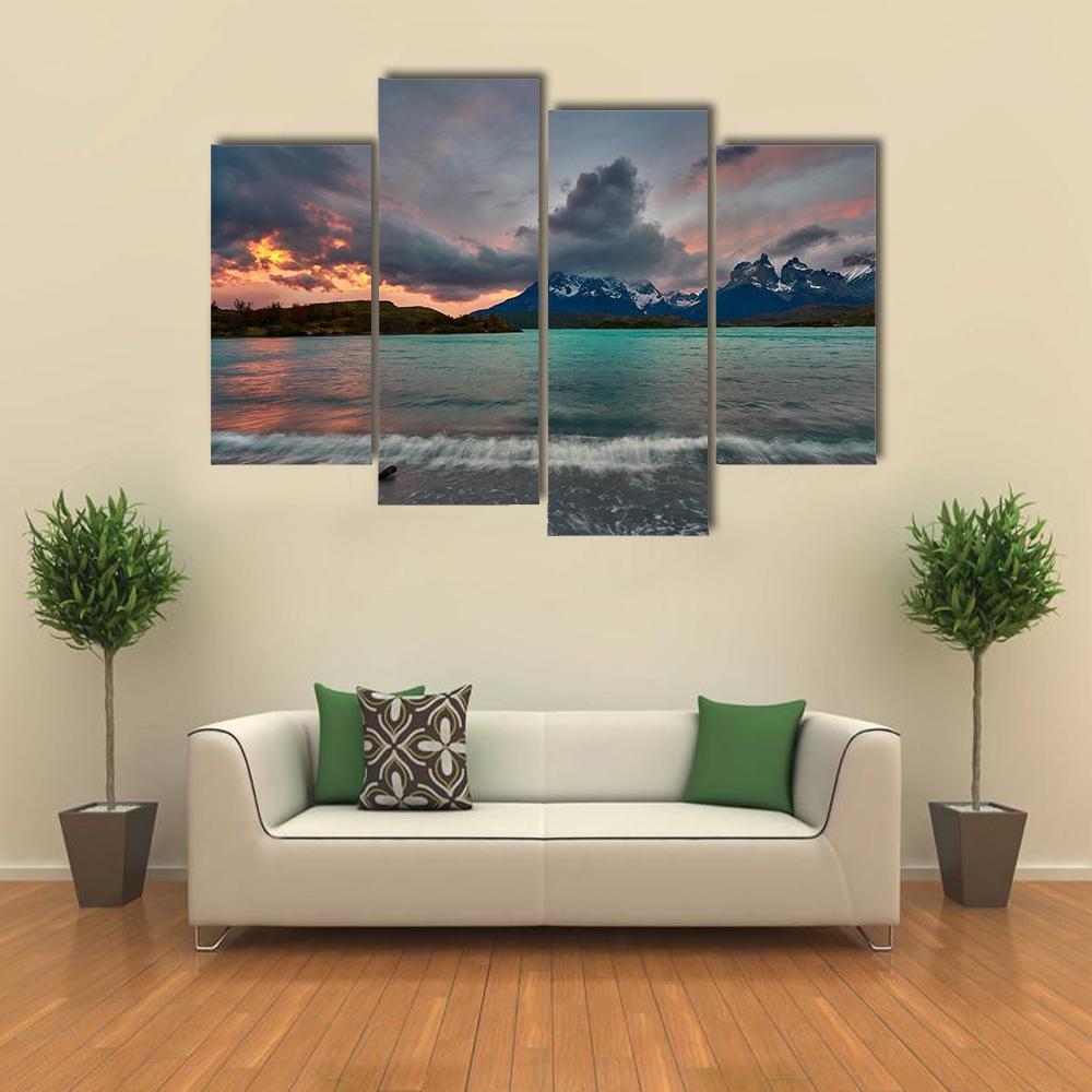 View Of Mountain Of Cuernos Del Paine Canvas Wall Art-4 Pop-Gallery Wrap-50" x 32"-Tiaracle