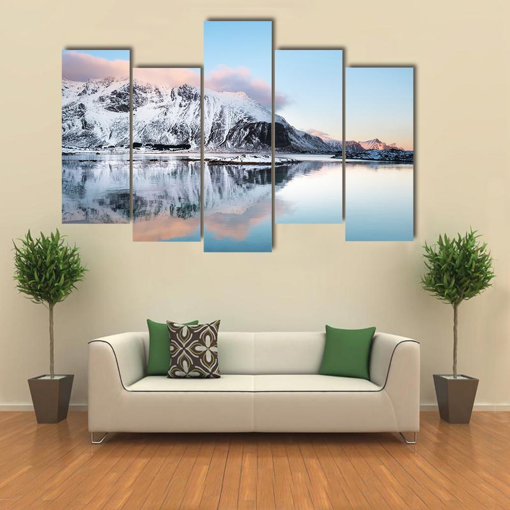 View Of Mountain Ridge Canvas Wall Art-5 Pop-Gallery Wrap-47" x 32"-Tiaracle