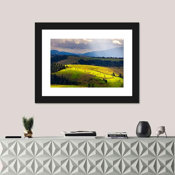 View Of Mountainous Rural Area Canvas Wall Art-1 Piece-Framed Print-20" x 16"-Tiaracle