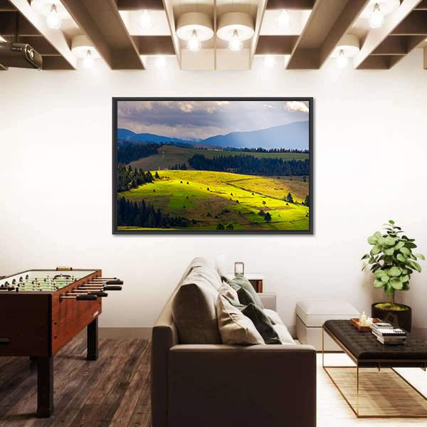 View Of Mountainous Rural Area Canvas Wall Art-3 Horizontal-Gallery Wrap-25" x 16"-Tiaracle