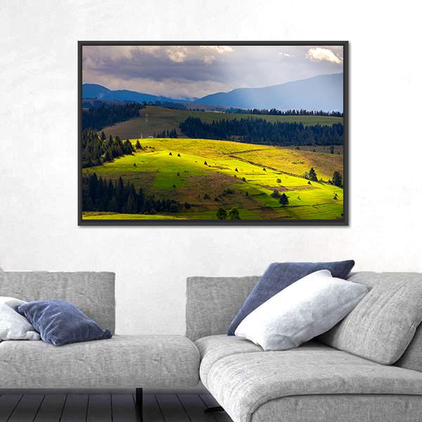 View Of Mountainous Rural Area Canvas Wall Art-3 Horizontal-Gallery Wrap-25" x 16"-Tiaracle