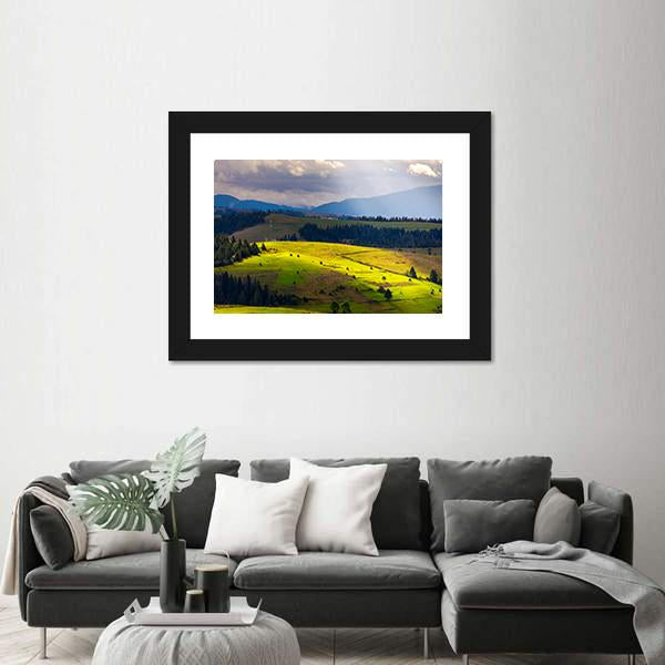 View Of Mountainous Rural Area Canvas Wall Art-3 Horizontal-Gallery Wrap-25" x 16"-Tiaracle
