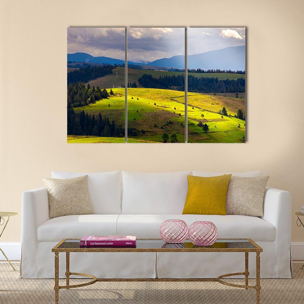 View Of Mountainous Rural Area Canvas Wall Art-3 Horizontal-Gallery Wrap-37" x 24"-Tiaracle