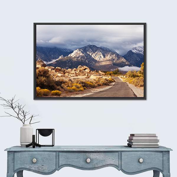 View Of Mountains Canvas Wall Art-1 Piece-Floating Frame-24" x 16"-Tiaracle