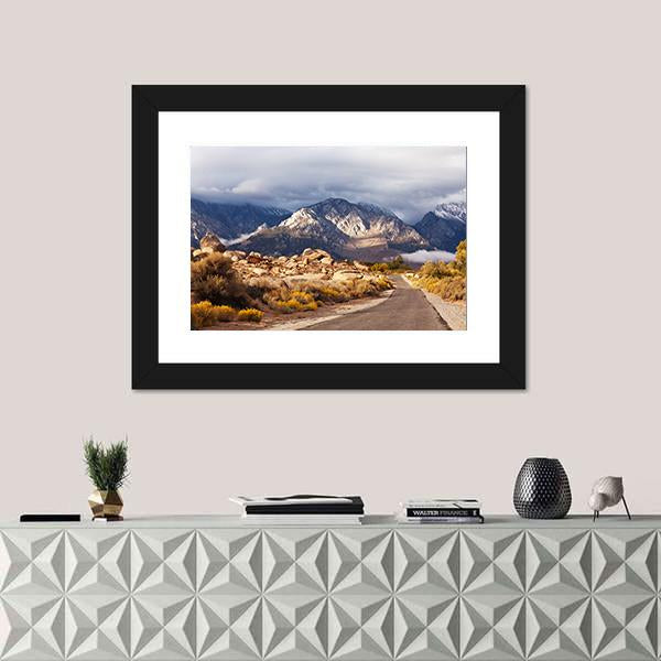 View Of Mountains Canvas Wall Art-1 Piece-Framed Print-20" x 16"-Tiaracle