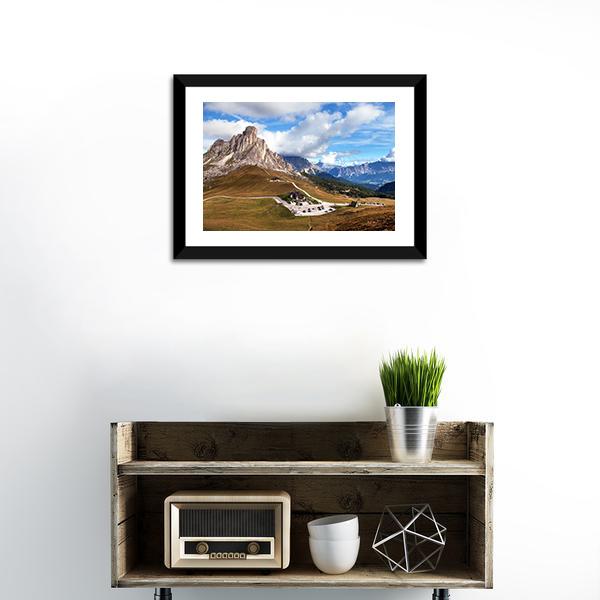 View Of Mountains In Cloudy Day Canvas Wall Art-1 Piece-Framed Print-20" x 16"-Tiaracle