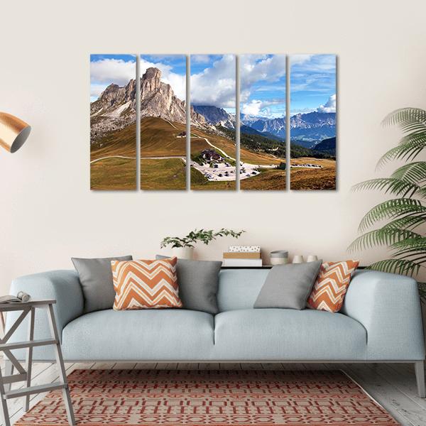 View Of Mountains In Cloudy Day Canvas Wall Art-5 Horizontal-Gallery Wrap-22" x 12"-Tiaracle