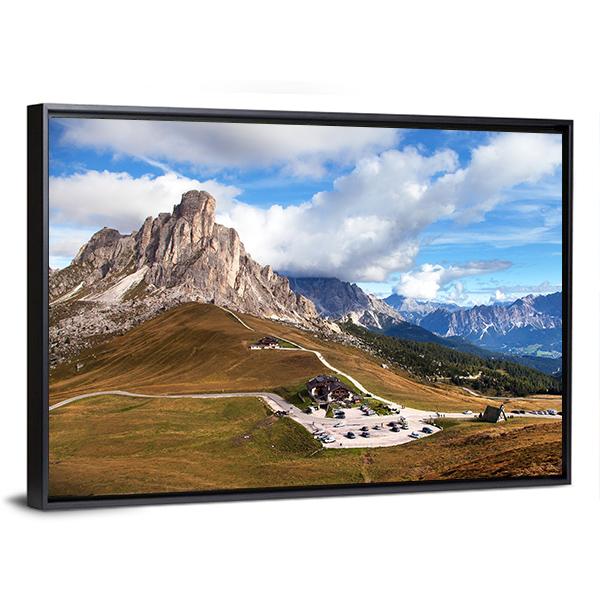View Of Mountains In Cloudy Day Canvas Wall Art-3 Horizontal-Gallery Wrap-25" x 16"-Tiaracle