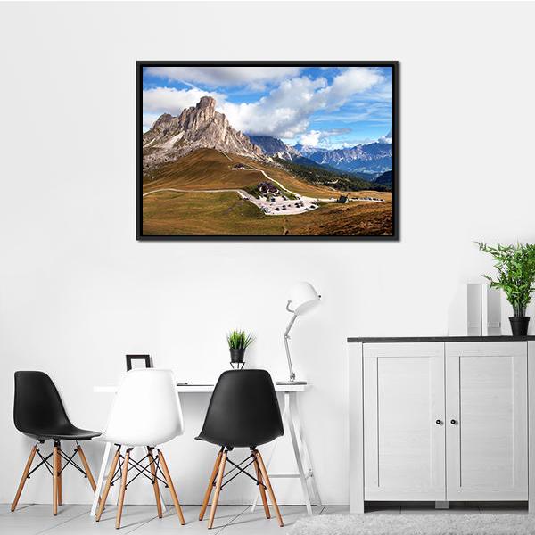 View Of Mountains In Cloudy Day Canvas Wall Art-3 Horizontal-Gallery Wrap-25" x 16"-Tiaracle