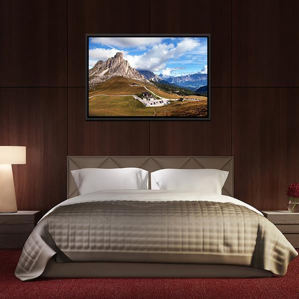 View Of Mountains In Cloudy Day Canvas Wall Art-3 Horizontal-Gallery Wrap-25" x 16"-Tiaracle