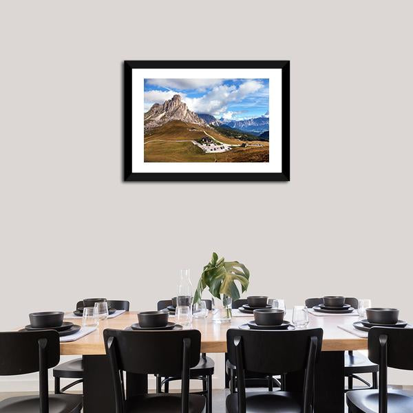 View Of Mountains In Cloudy Day Canvas Wall Art-3 Horizontal-Gallery Wrap-25" x 16"-Tiaracle