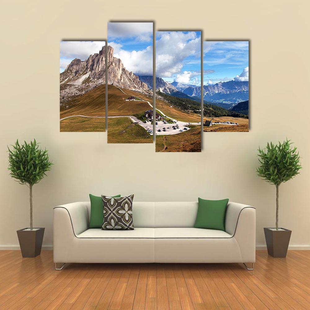 View Of Mountains In Cloudy Day Canvas Wall Art-4 Pop-Gallery Wrap-50" x 32"-Tiaracle