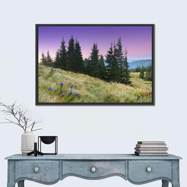 View Of Mountains Landscape Canvas Wall Art-1 Piece-Floating Frame-36" x 24"-Tiaracle
