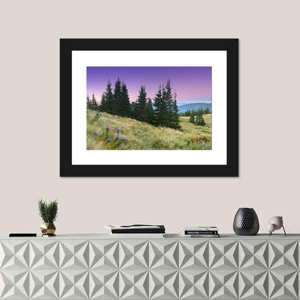 View Of Mountains Landscape Canvas Wall Art-1 Piece-Framed Print-30" x 20"-Tiaracle