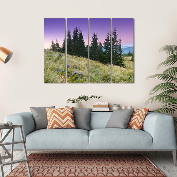View Of Mountains Landscape Canvas Wall Art-4 Horizontal-Gallery Wrap-34" x 24"-Tiaracle