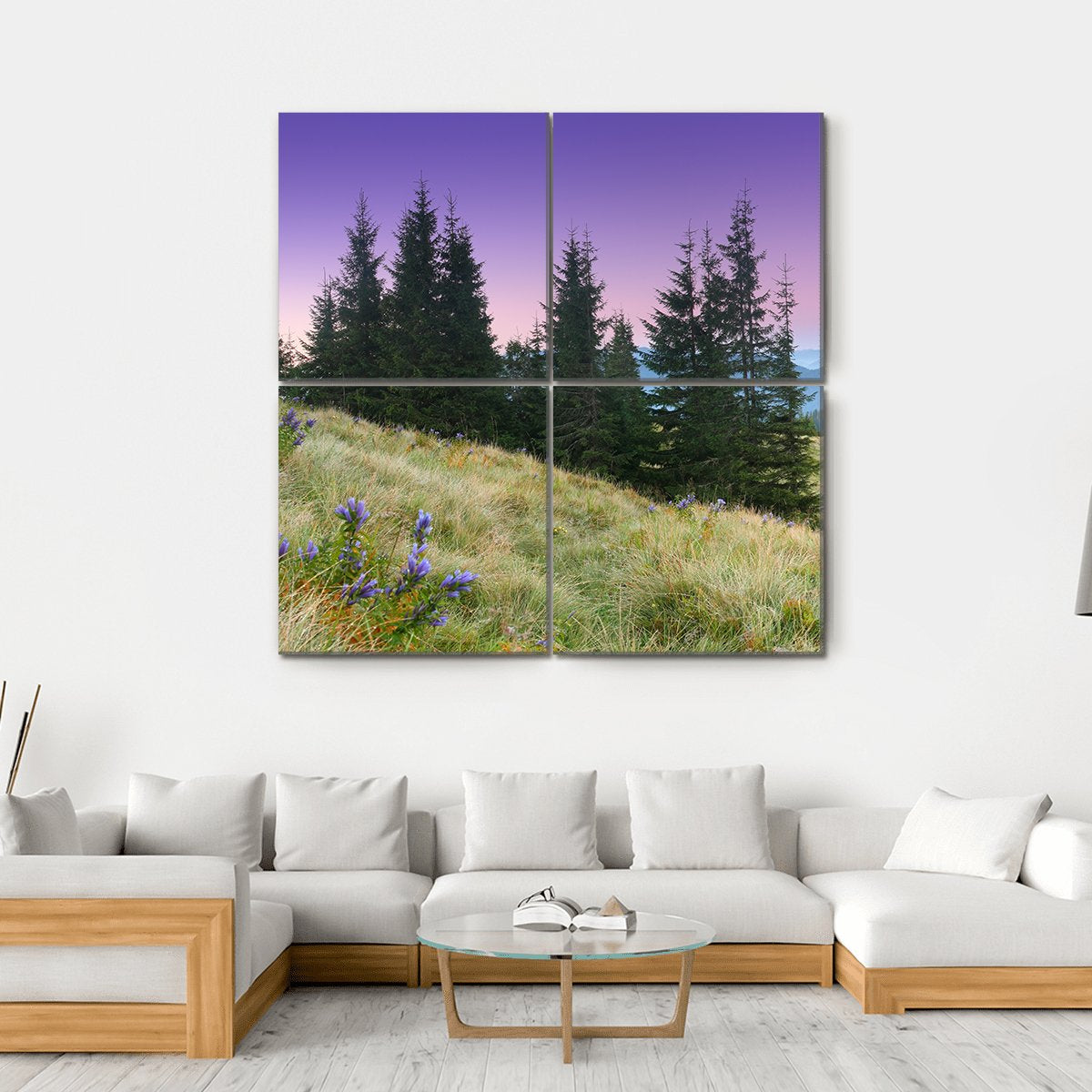 View Of Mountains Landscape Canvas Wall Art-4 Square-Gallery Wrap-17" x 17"-Tiaracle
