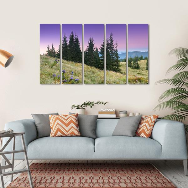 View Of Mountains Landscape Canvas Wall Art-5 Horizontal-Gallery Wrap-22" x 12"-Tiaracle